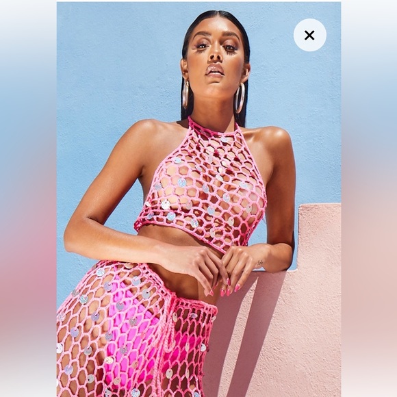 NWT Pink Crochet Disco Outfit - Picture 3 of 5